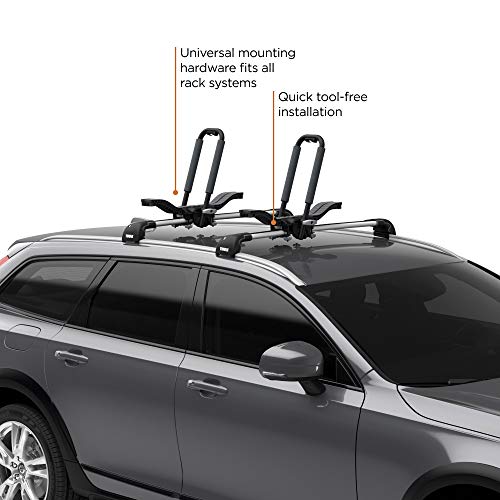 Thule Compass Kayak and SUP Roof Rack, J-Style Carrier, 130lb Weight Limit