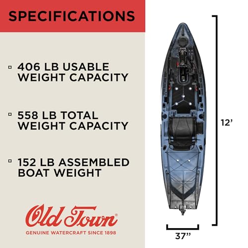 Old Town Sportsman AutoPilot 120 Solo Sit-on-Top Fishing Motorized Kayak, with Minn Kota Motor, 12 ft