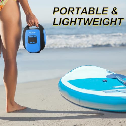 Paddle Board Pump Electric Portable, KOSMEGAL SUP Pump for Paddleboard, Professional 20PSI Air Compressor with Auto-Off, Deflation Function and 12V DC Car Connector for Inflatables, Kayaks and Boats