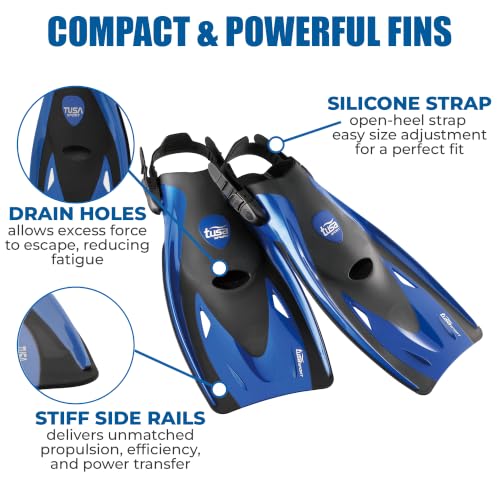 TUSA Sport Adult Serene Mask, Dry Snorkel, and Fins Travel Set