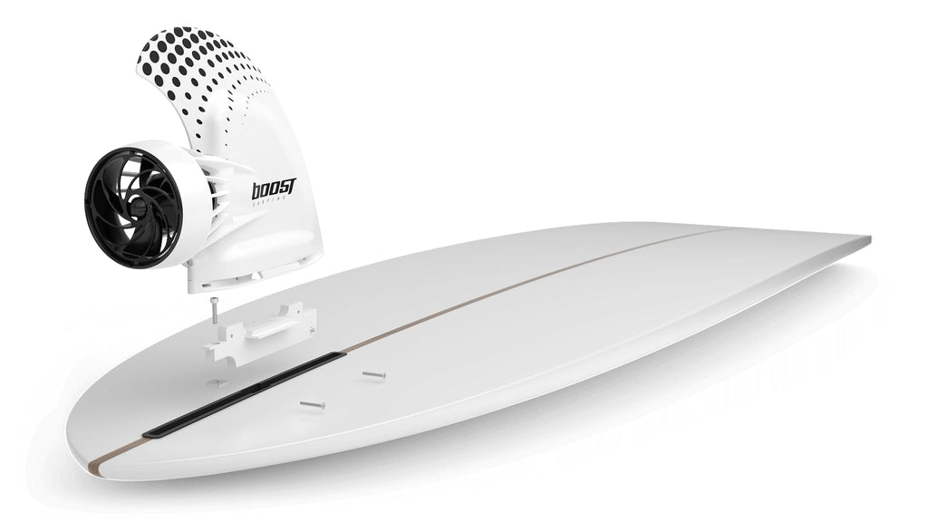 Boost Surfing Fin - Electric Motor for Surfboards, SUPs and Kayaks. Lightweight, Compact, and Shockingly resistant Electric Fin with Remote Control.