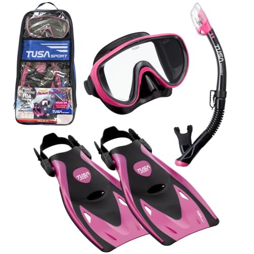 TUSA Sport Adult Serene Mask, Dry Snorkel, and Fins Travel Set