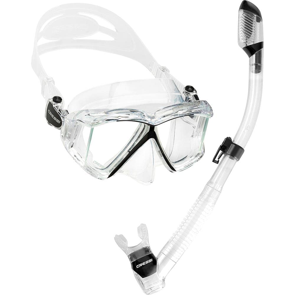 Cressi Panoramic Wide View Mask & Dry Snorkel Kit for Snorkeling, Scuba Diving - Pano 4 & Supernova Dry: Designed in Italy