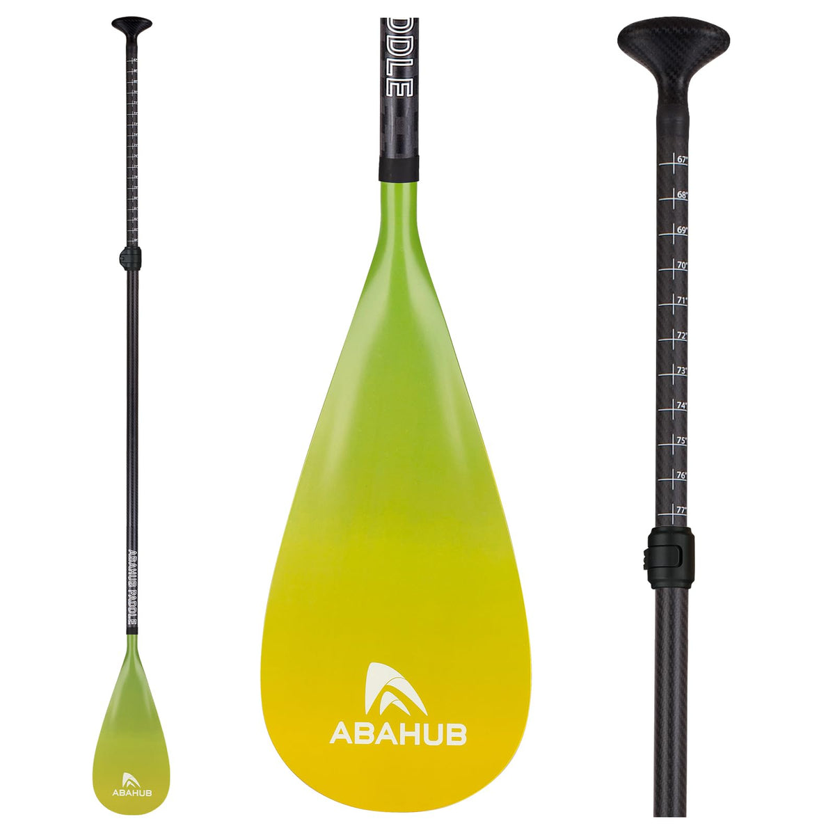 Abahub 3-Piece Carbon Fiber SUP Paddle,Adjustable 67-86" Lightweight with Bag