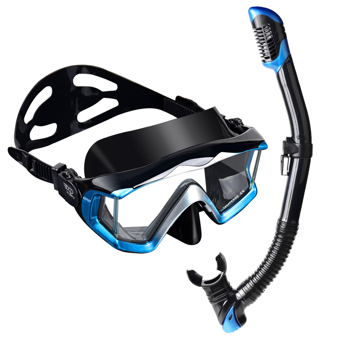 Adult Pano 3 Scuba Diving Mask, Tempered Glass Snorkel Mask Anti-Fog Swim Mask No Leakage Swim Goggles with Nose Cover Snorkeling Gear for Snorkeling, Freediving, Swimming