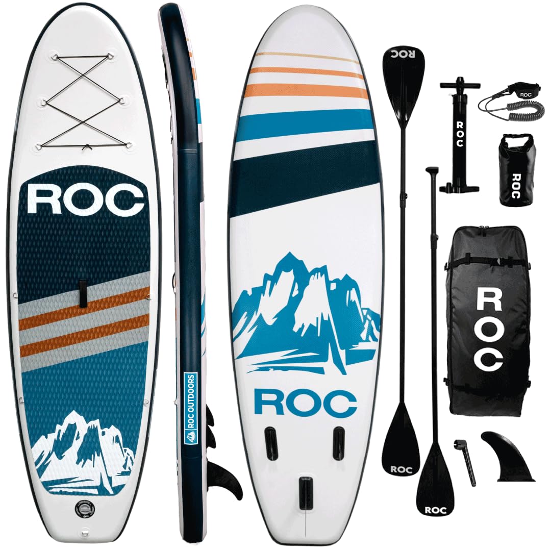 Roc Inflatable Stand Up Paddle Board 10' 6" with Premium SUP Paddle Board Accessories, Wide Stable Design, Non-Slip Comfort Deck for Youth & Adults