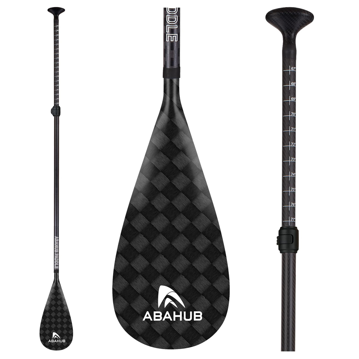 Abahub 3-Piece Carbon Fiber SUP Paddle,Adjustable 67-86" Lightweight with Bag