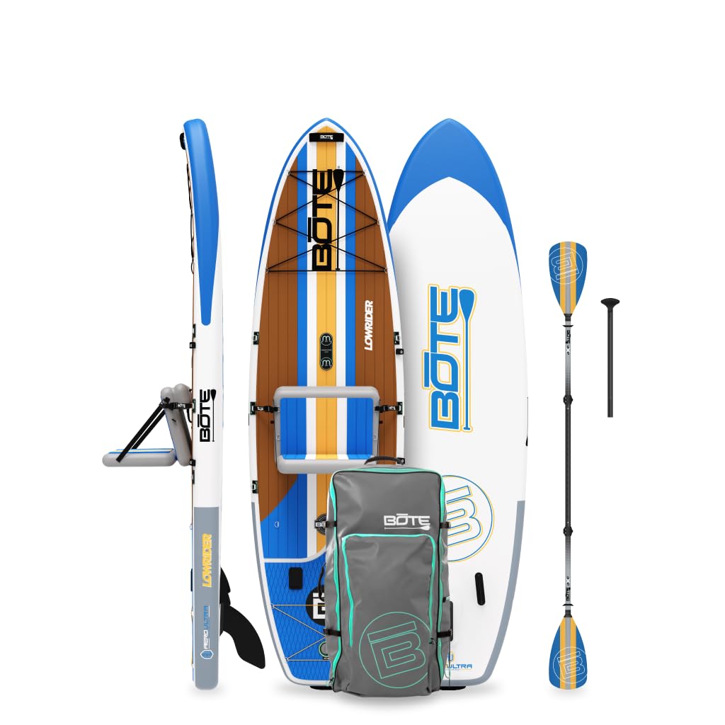 BOTE Lowrider Aero Inflatable Stand Up Paddle Board MAGNEPod Blow Up iSUP Convertible Seat Included Adults Kids Family Friendly Multiple Sizes