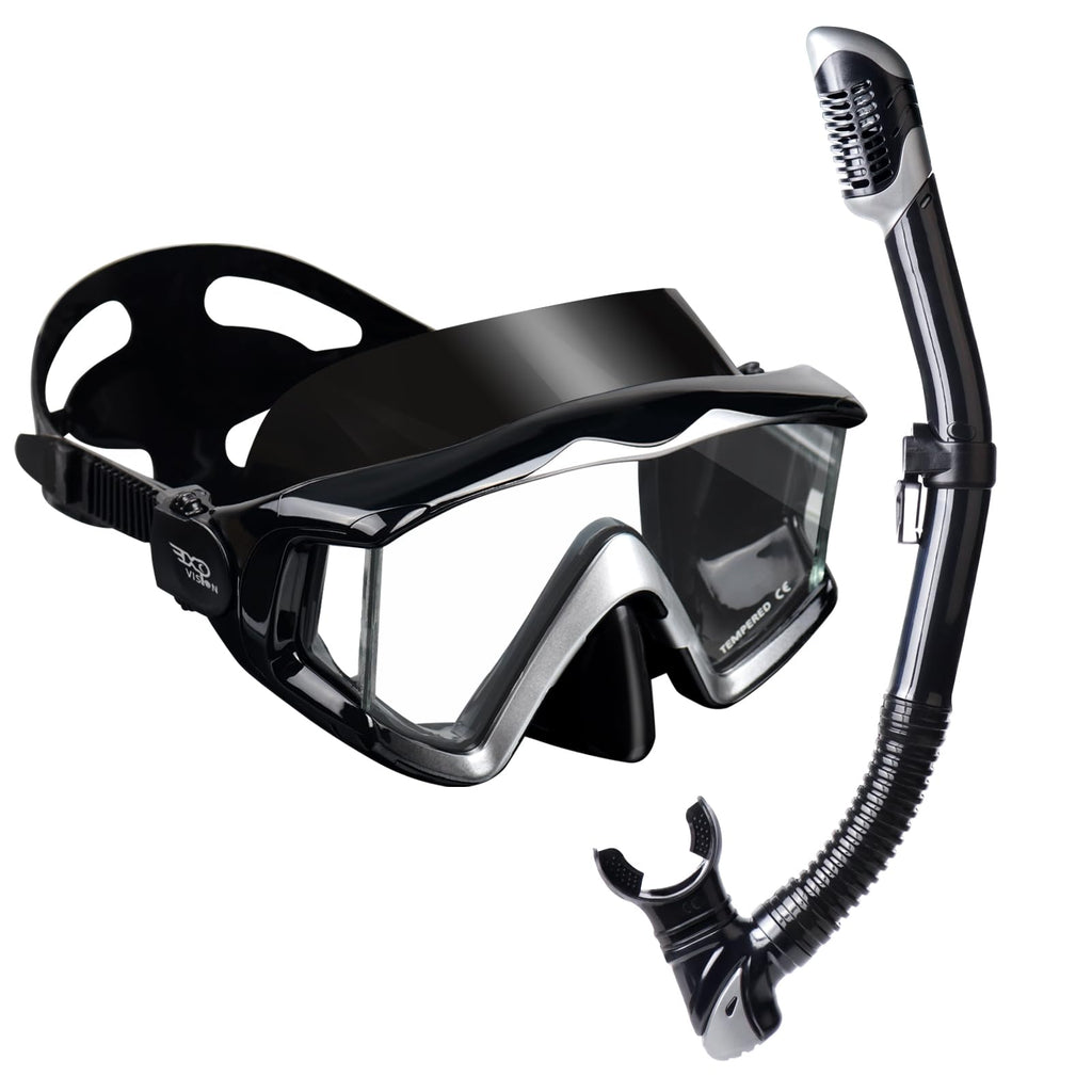 Adult Pano 3 Scuba Diving Mask, Tempered Glass Snorkel Mask Anti-Fog Swim Mask No Leakage Swim Goggles with Nose Cover Snorkeling Gear for Snorkeling, Freediving, Swimming