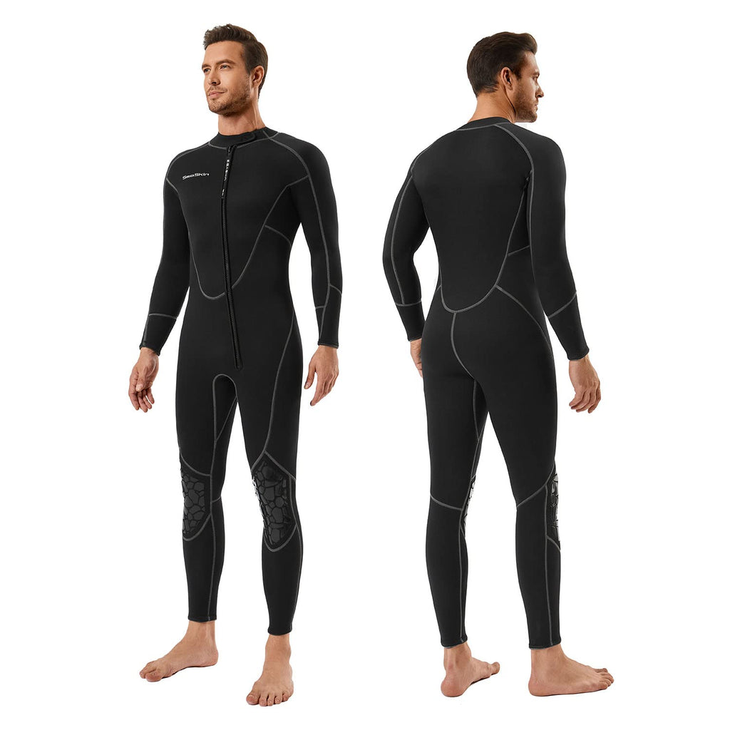 Seaskin Mens 3mm Shorty Wetsuit Womens, Full Body Diving Suit Front Zip