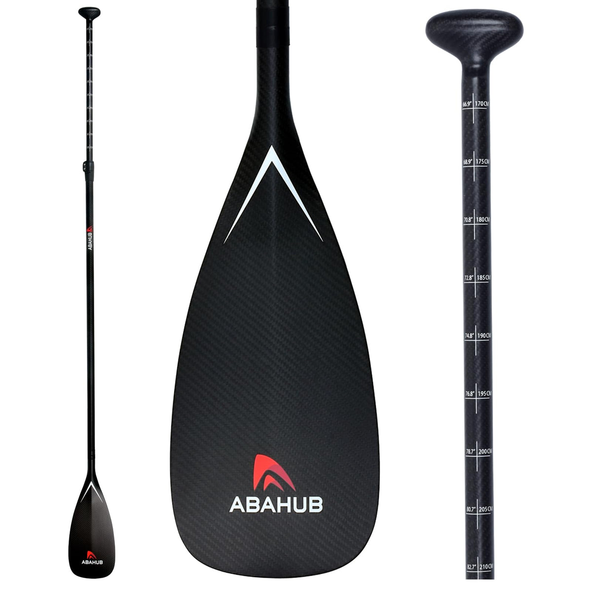 Abahub 3-Piece Carbon Fiber SUP Paddle,Adjustable 67-86" Lightweight with Bag