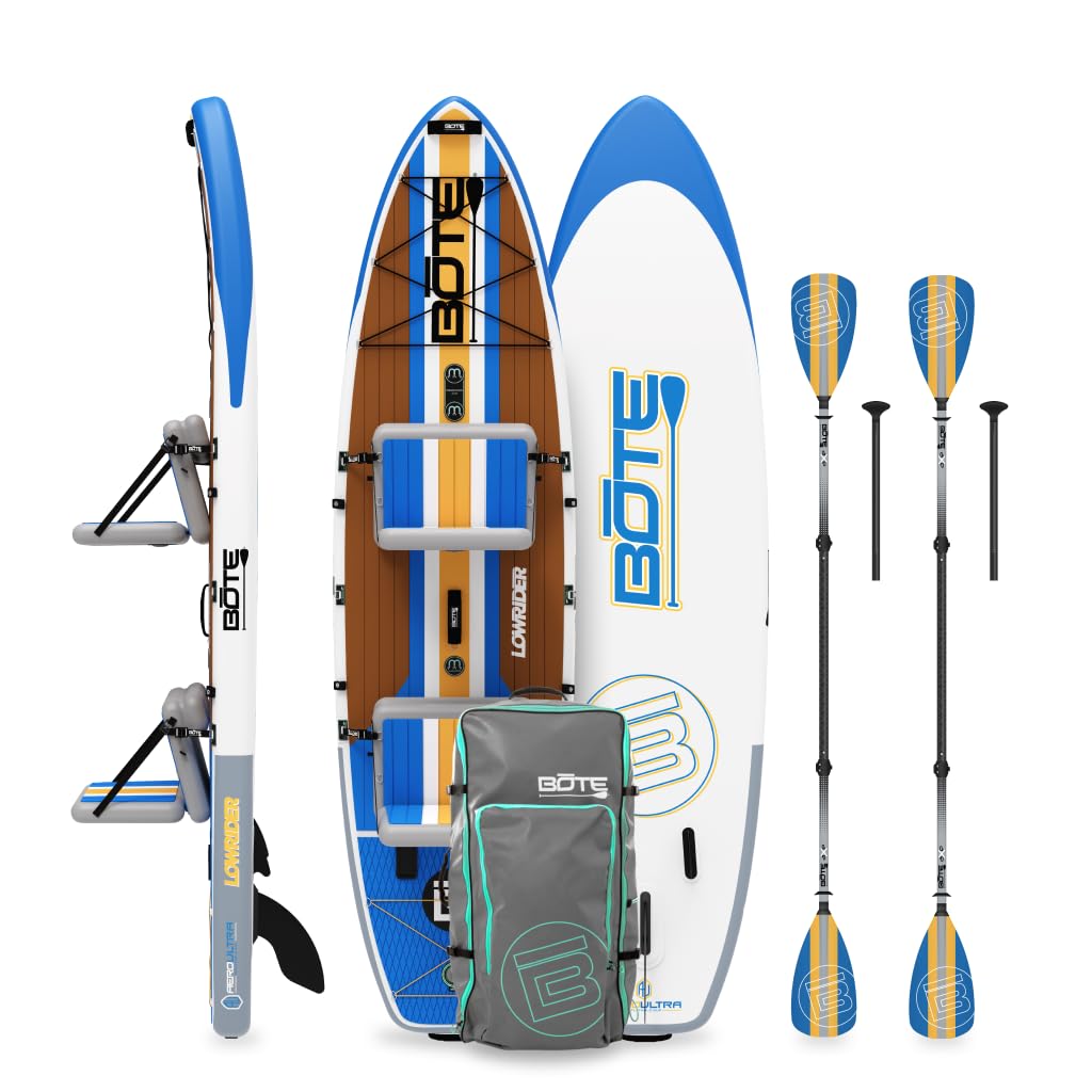 BOTE Lowrider Aero Inflatable Stand Up Paddle Board MAGNEPod Blow Up iSUP Convertible Seat Included Adults Kids Family Friendly Multiple Sizes