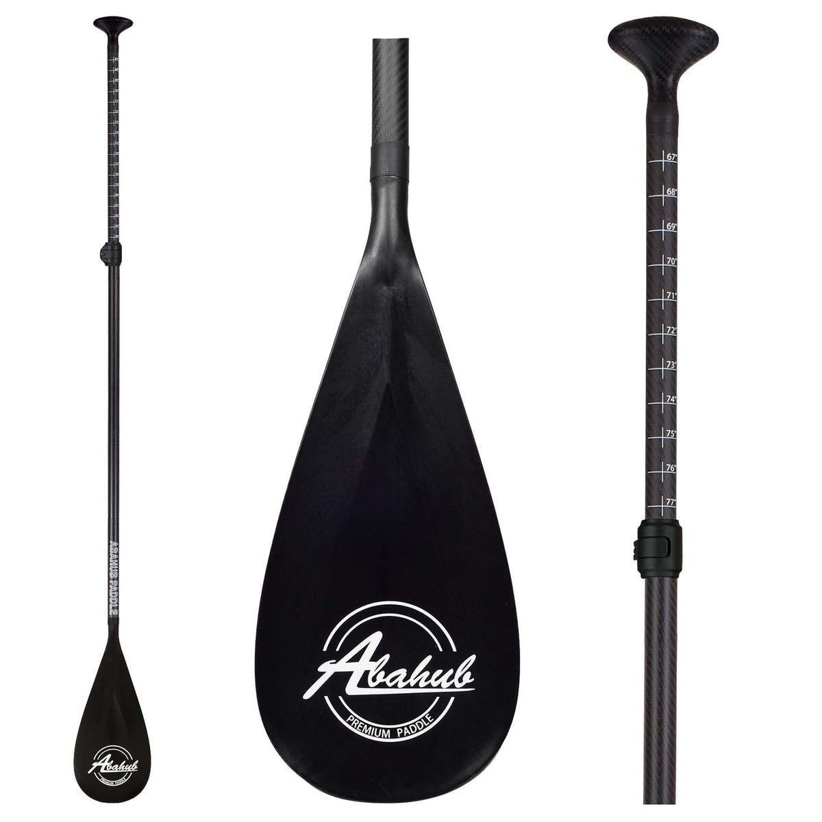 Abahub 3-Piece Carbon Fiber SUP Paddle,Adjustable 67-86" Lightweight with Bag