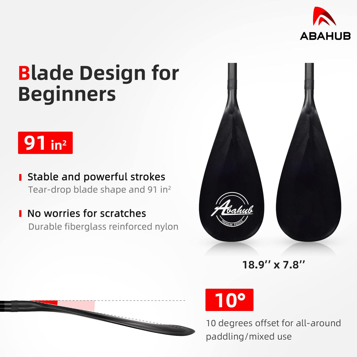 Abahub 3-Piece Carbon Fiber SUP Paddle,Adjustable 67-86" Lightweight with Bag