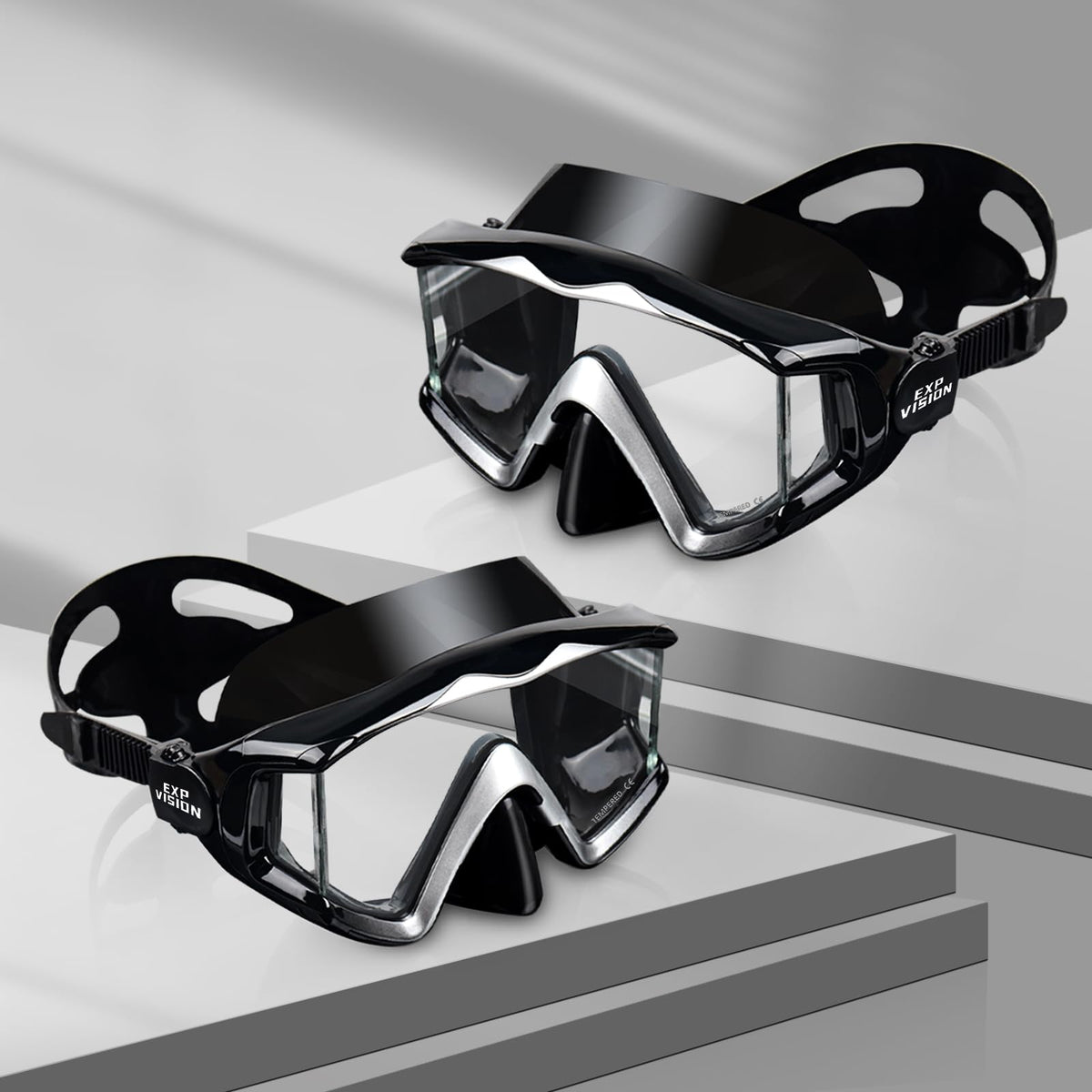 Adult Pano 3 Scuba Diving Mask, Tempered Glass Snorkel Mask Anti-Fog Swim Mask No Leakage Swim Goggles with Nose Cover Snorkeling Gear for Snorkeling, Freediving, Swimming