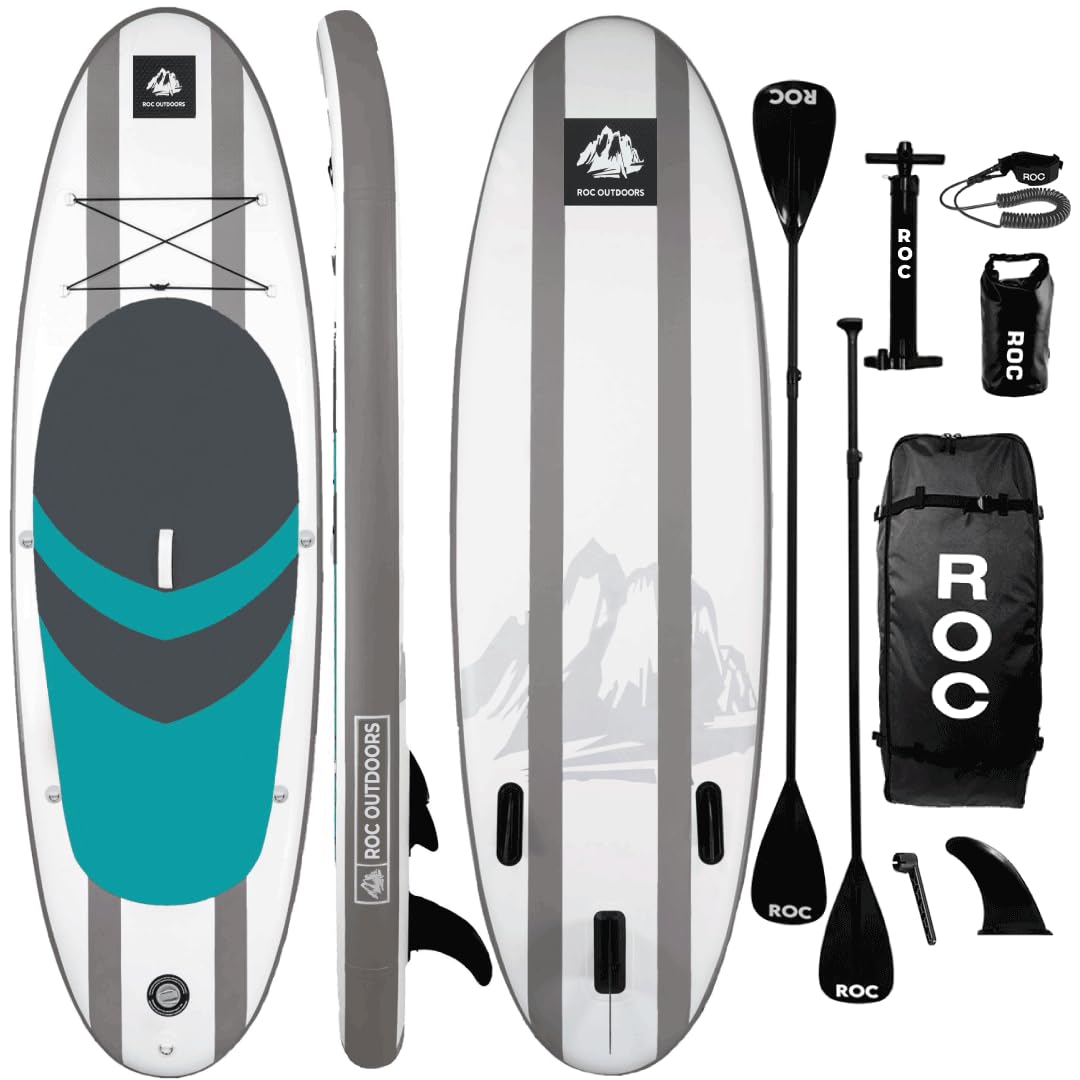 Roc Inflatable Stand Up Paddle Board 10' 6" with Premium SUP Paddle Board Accessories, Wide Stable Design, Non-Slip Comfort Deck for Youth & Adults