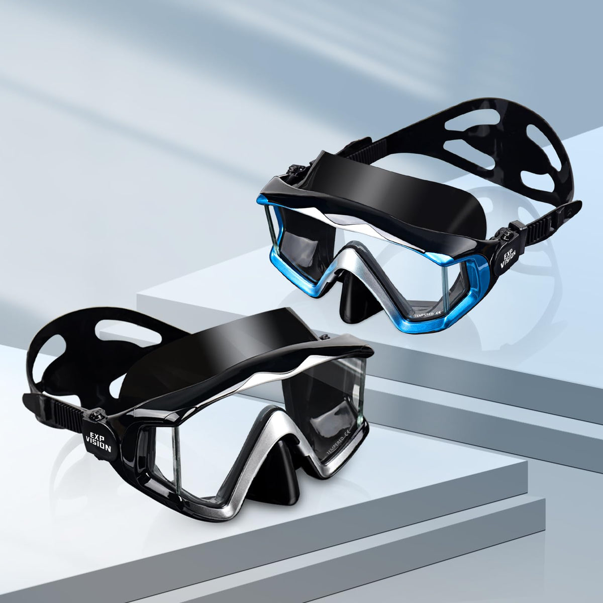 Adult Pano 3 Scuba Diving Mask, Tempered Glass Snorkel Mask Anti-Fog Swim Mask No Leakage Swim Goggles with Nose Cover Snorkeling Gear for Snorkeling, Freediving, Swimming