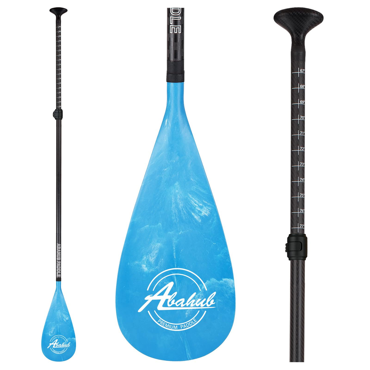 Abahub 3-Piece Carbon Fiber SUP Paddle,Adjustable 67-86" Lightweight with Bag