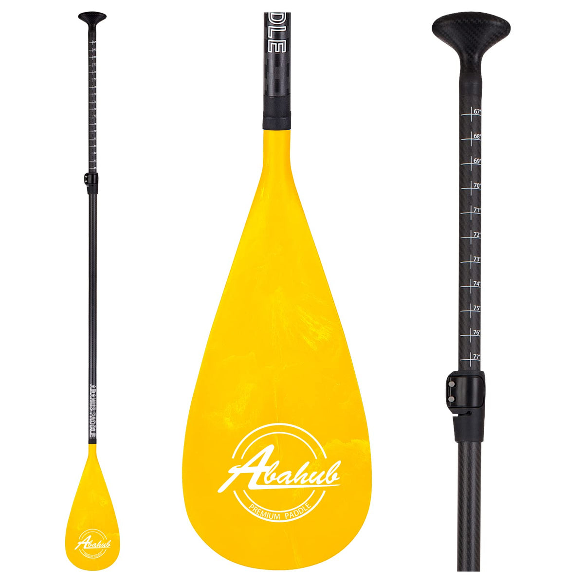 Abahub 3-Piece Carbon Fiber SUP Paddle,Adjustable 67-86" Lightweight with Bag