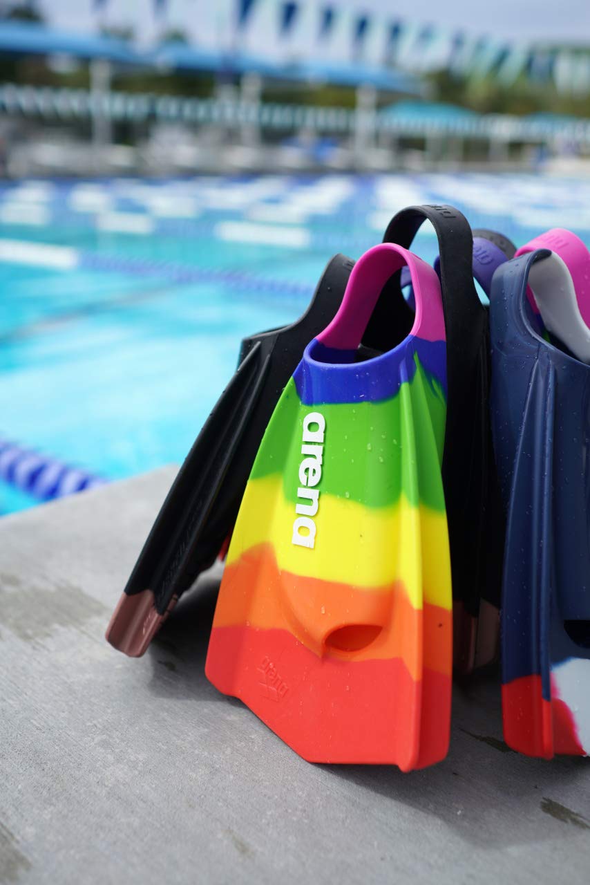 Arena Unisex Adult Powerfin Pro II Swim Training Fins Men and Women Silicone Short Blade Flippers Left-Right Customized, Sizes 4.5-13.5
