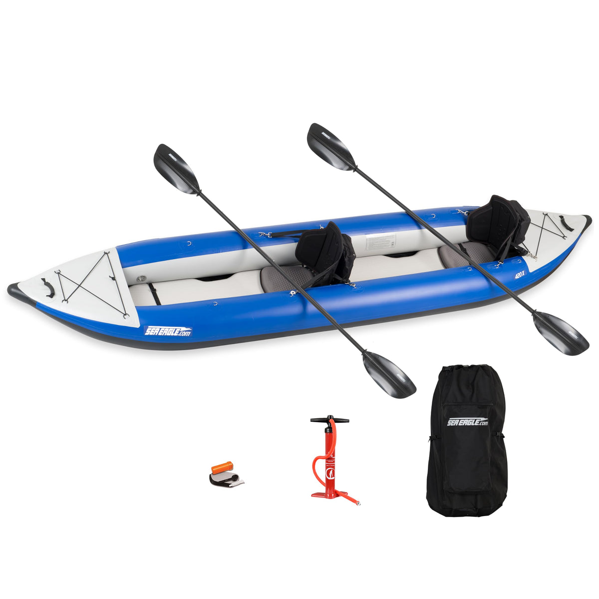 Sea Eagle 420X Explorer Inflatable Kayak- Fishing, Touring, Camping, Exploring &White Watering-Self Bailing, Removable Skeg, Drop Stitch Floor