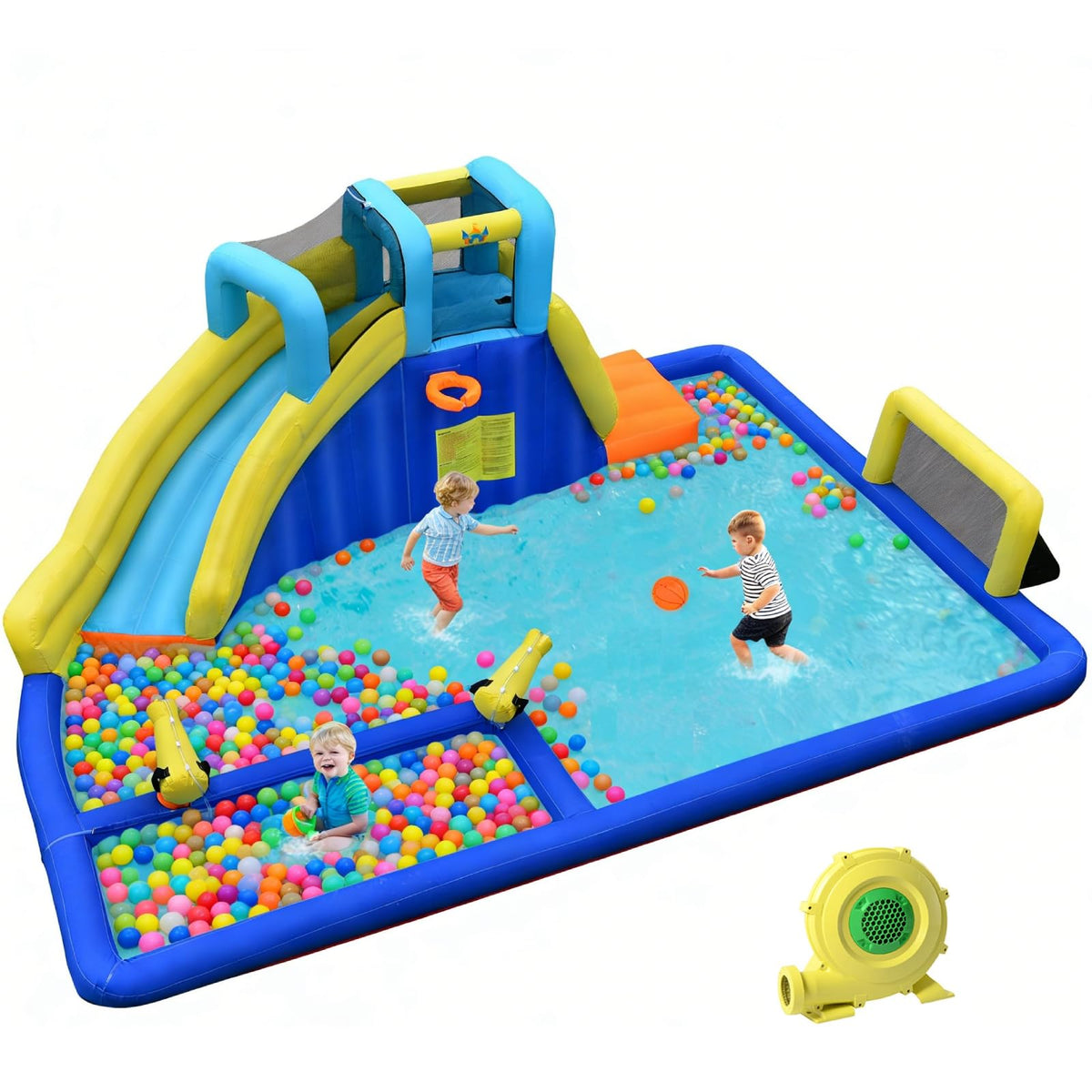 BOUNTECH Giant Inflatable Water Slide Park with Splash Pool