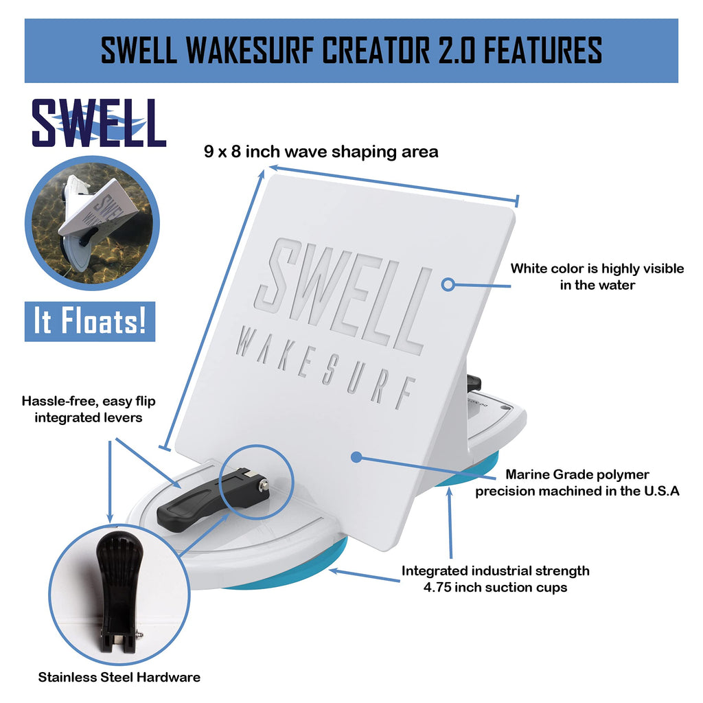 SWELL Wakesurf Creator™ 2.0 Surfing Wavesurf Shaper - Wave Generator - Wake Gate - Surf Gate - Floating - Durable