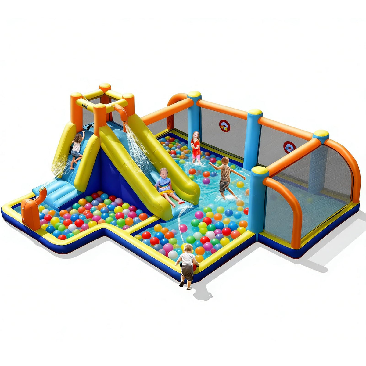 BOUNTECH Giant Inflatable Water Slide Park with Splash Pool