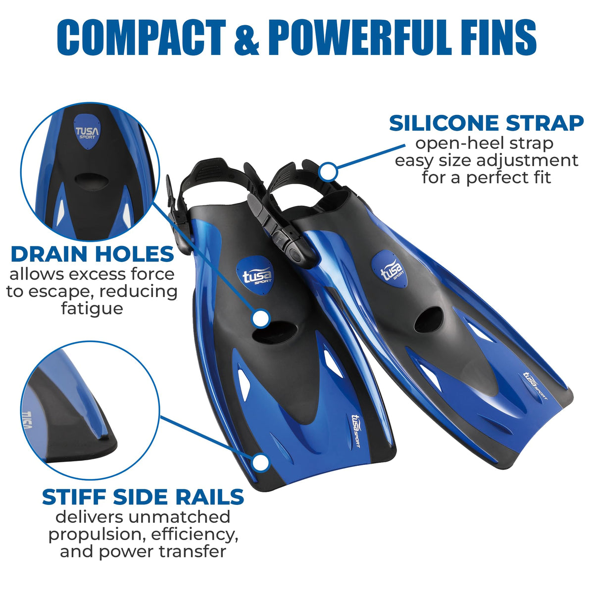 TUSA Sport Adult Serene Mask, Dry Snorkel, and Fins Travel Set