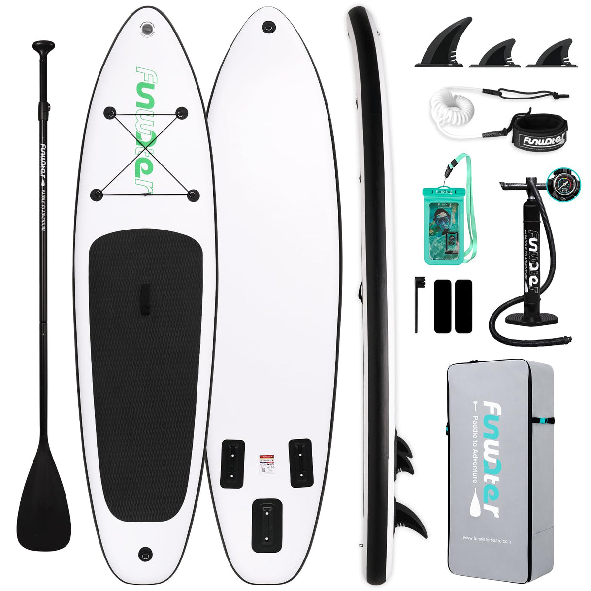 FunWater Inflatable Stand Up Paddle Board with Beginners SUP Accessories