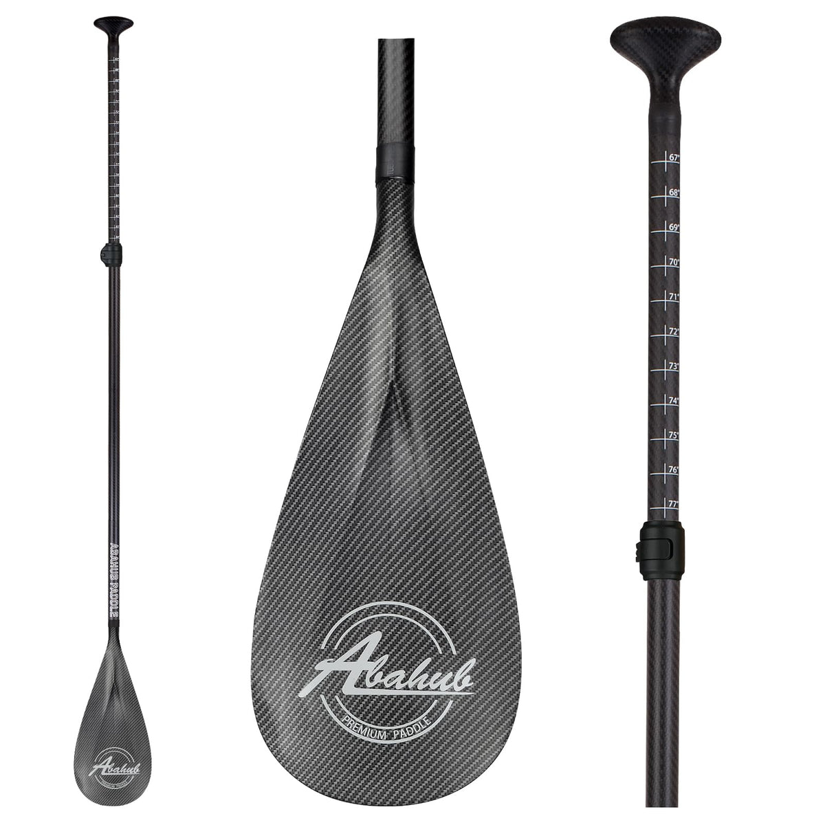 Abahub 3-Piece Carbon Fiber SUP Paddle,Adjustable 67-86" Lightweight with Bag