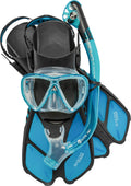 Cressi Adult Snorkel Set (Mask, Dry Snorkel, Adjustable Fins) - Light for Travel - Ocean Set: Designed in Italy