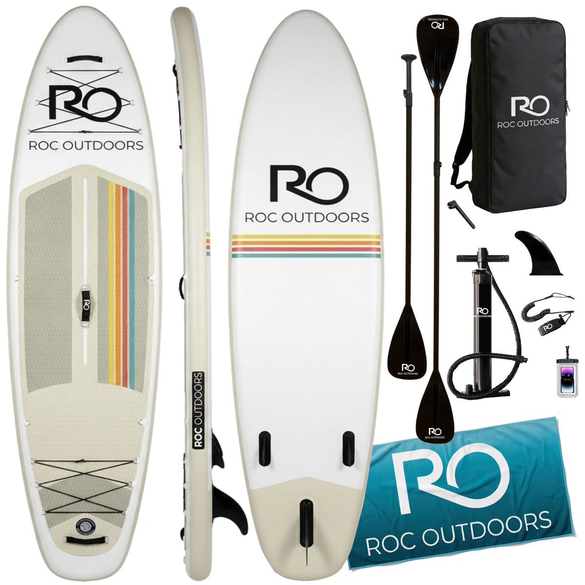 Roc Inflatable Stand Up Paddle Board 10' 6" with Premium SUP Paddle Board Accessories, Wide Stable Design, Non-Slip Comfort Deck for Youth & Adults