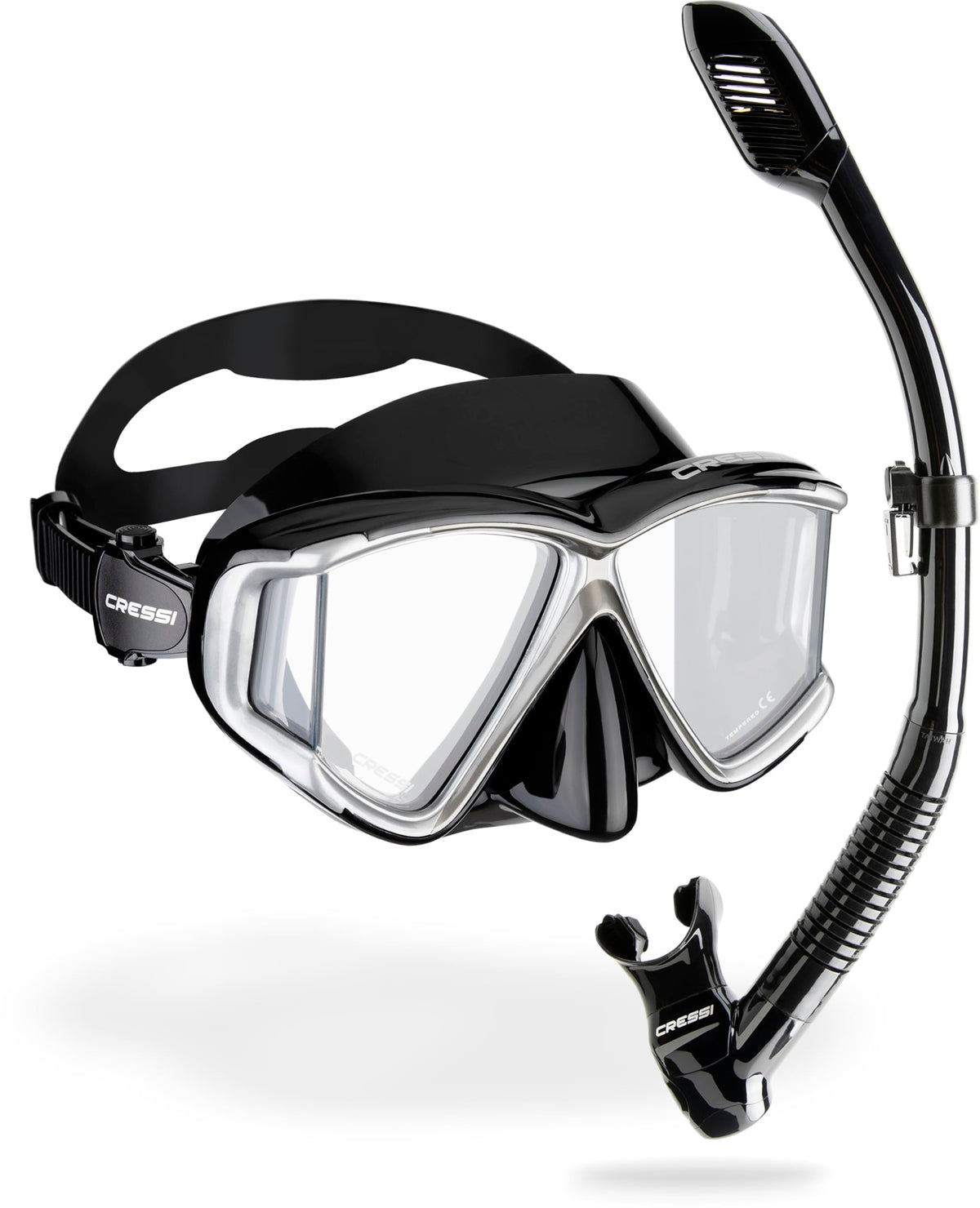 Cressi Panoramic Wide View Mask & Dry Snorkel Kit for Snorkeling, Scuba Diving - Pano 4 & Supernova Dry: Designed in Italy
