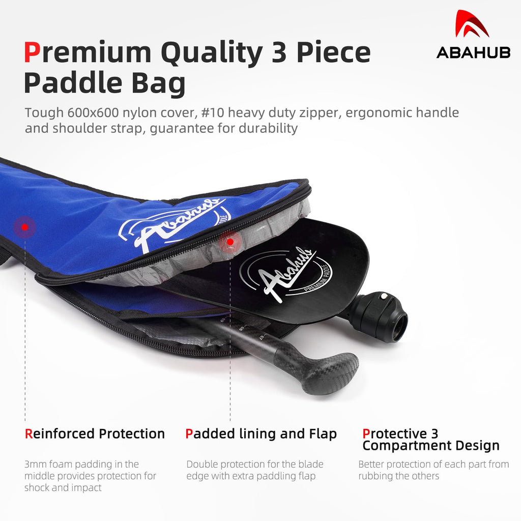 Abahub 3-Piece Carbon Fiber SUP Paddle,Adjustable 67-86" Lightweight with Bag