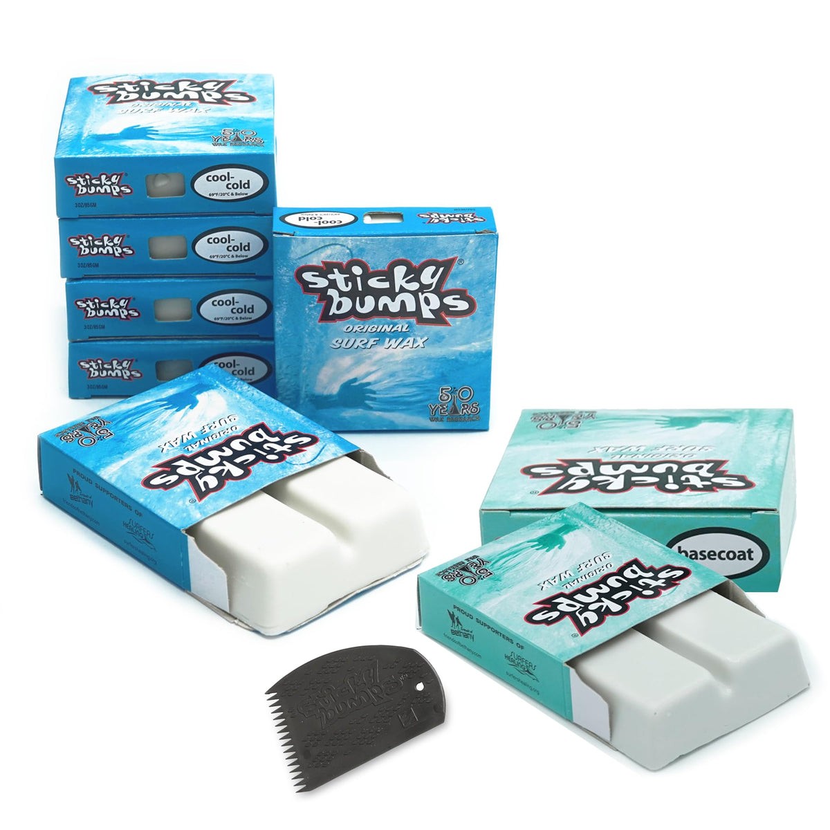 Sticky Bumps Original surf Wax Cool-Cold | Long-Lasting Surfboard Wax | Great Bump Building for Surfing | Non-Toxic, Nature-Safe | for Surfboard surf Wax Temps 69°F / 20°C & Below.