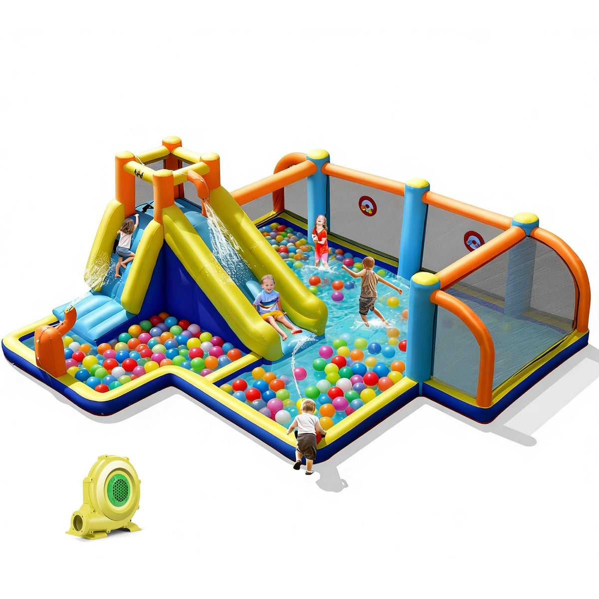 BOUNTECH Giant Inflatable Water Slide Park with Splash Pool