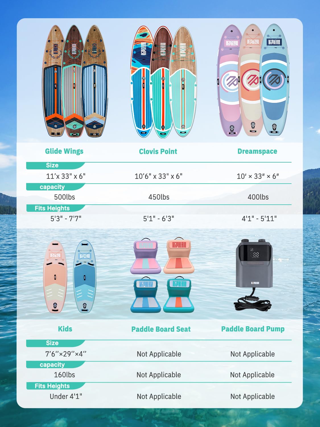 Niphean Inflatable Stand Up Paddle Board with SUP Accessories