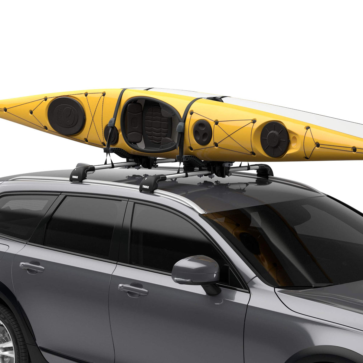 Thule Compass Kayak and SUP Roof Rack, J-Style Carrier, 130lb Weight Limit