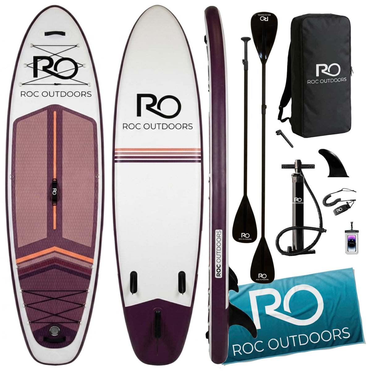 Roc Inflatable Stand Up Paddle Board 10' 6" with Premium SUP Paddle Board Accessories, Wide Stable Design, Non-Slip Comfort Deck for Youth & Adults