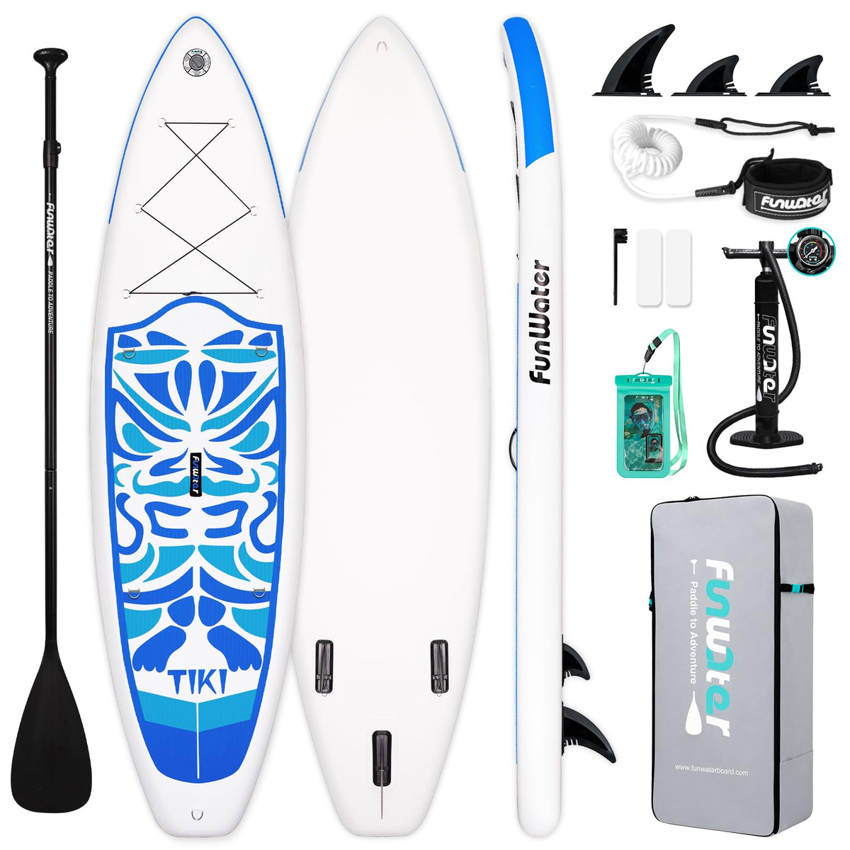 FunWater Inflatable Stand Up Paddle Board with Beginners SUP Accessories