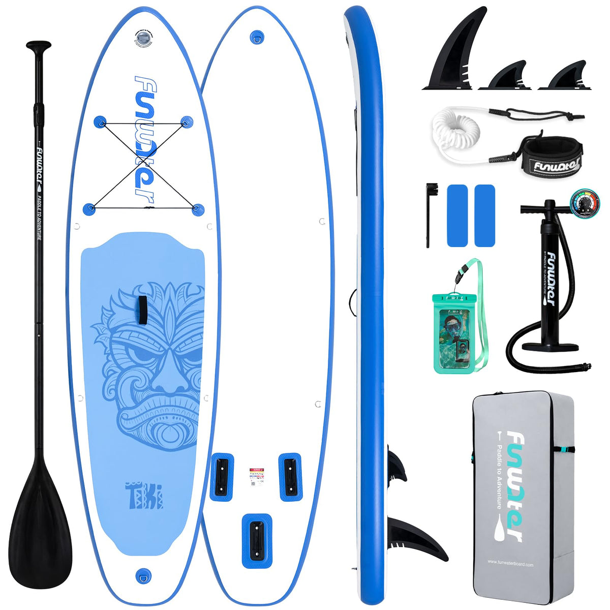 FunWater Inflatable Stand Up Paddle Board with Beginners SUP Accessories