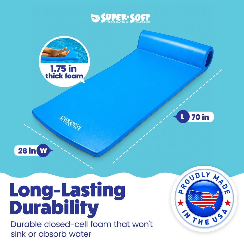TRC Recreation Sunsation Foam Pool Float Lounger with Headrest