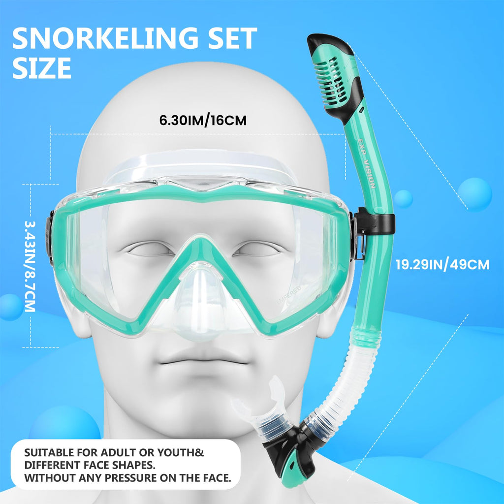 Adult Pano 3 Scuba Diving Mask, Tempered Glass Snorkel Mask Anti-Fog Swim Mask No Leakage Swim Goggles with Nose Cover Snorkeling Gear for Snorkeling, Freediving, Swimming