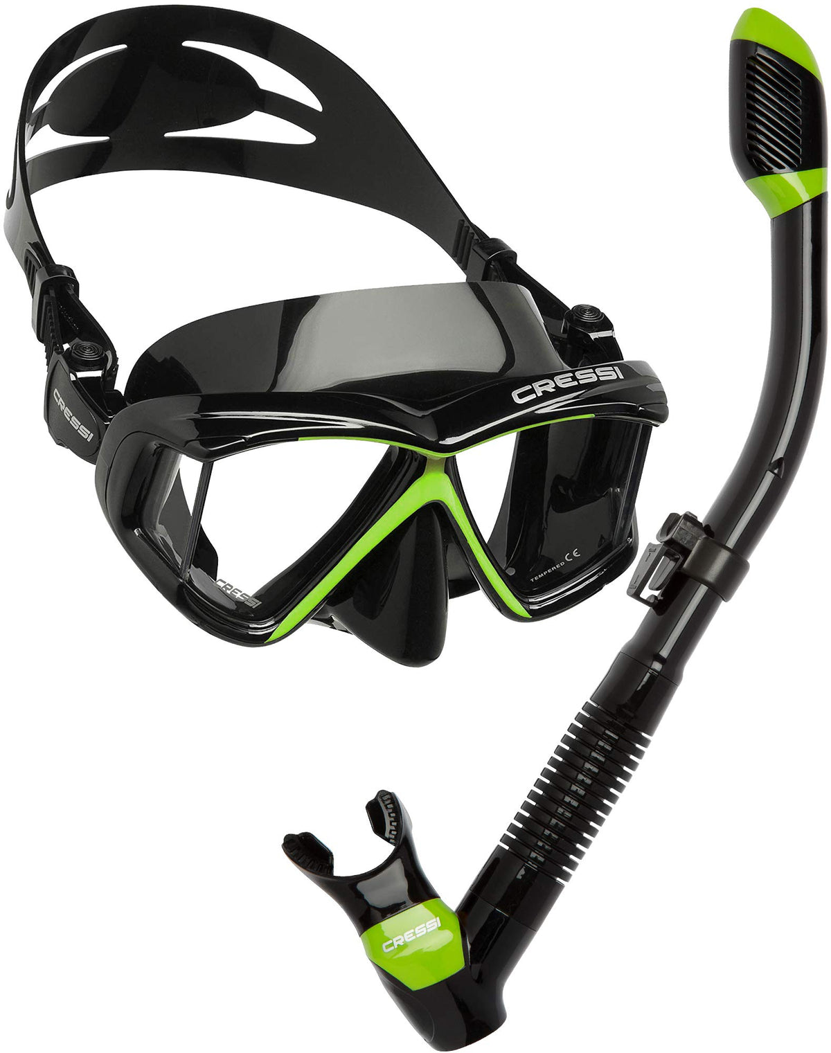 Cressi Panoramic Wide View Mask & Dry Snorkel Kit for Snorkeling, Scuba Diving - Pano 4 & Supernova Dry: Designed in Italy