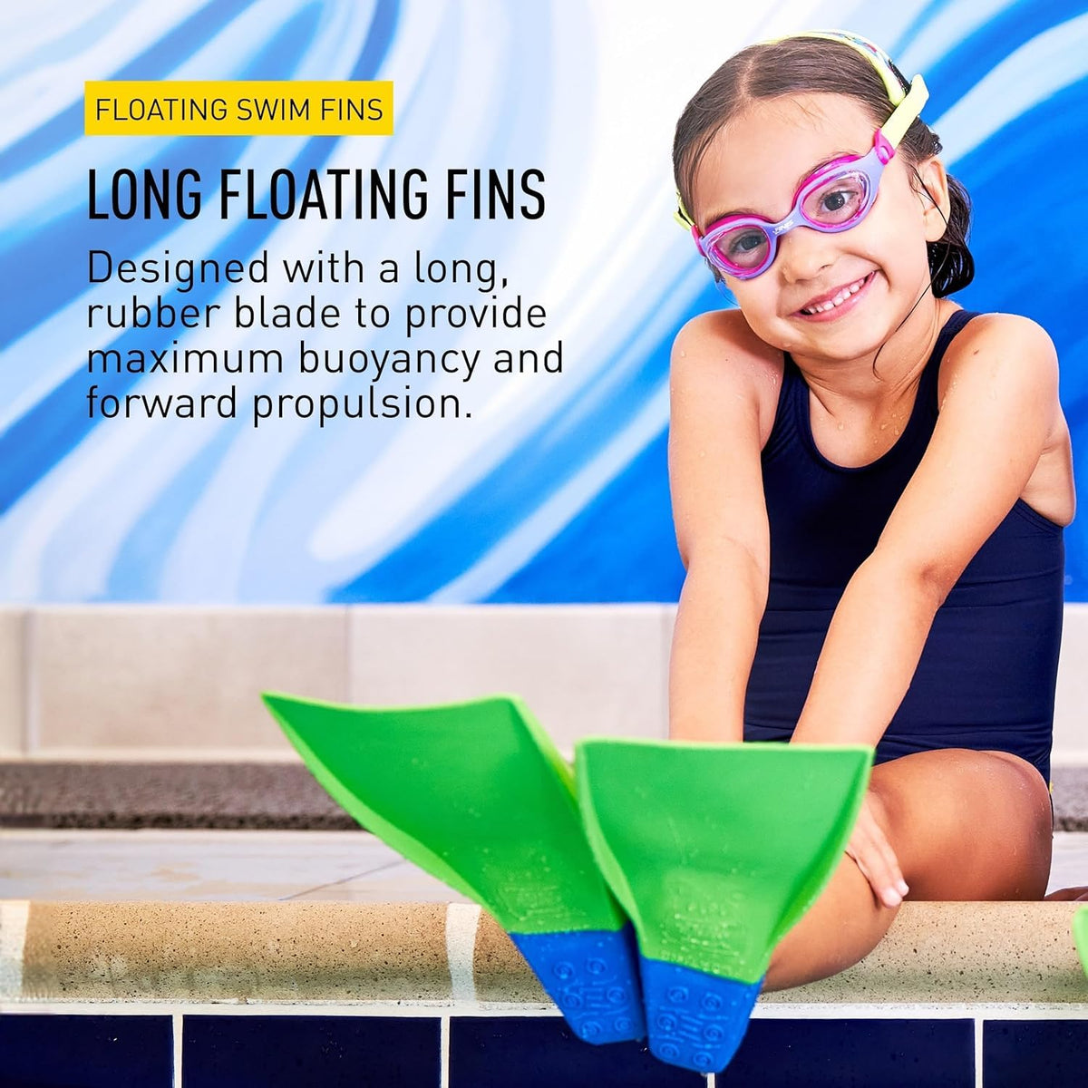 FINIS Long Floating Swim Training Fins for Kids - Improves Kick Technique & Body Position