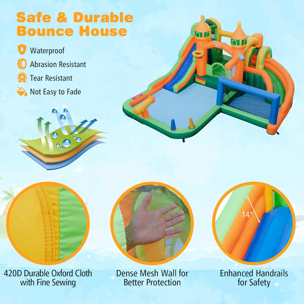 BOUNTECH Giant Inflatable Water Slide Park with Splash Pool