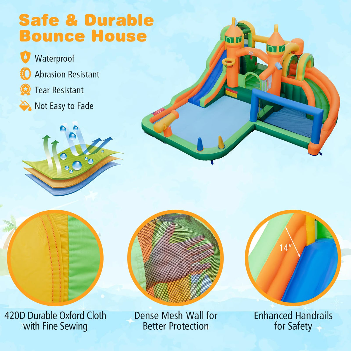 BOUNTECH Giant Inflatable Water Slide Park with Splash Pool