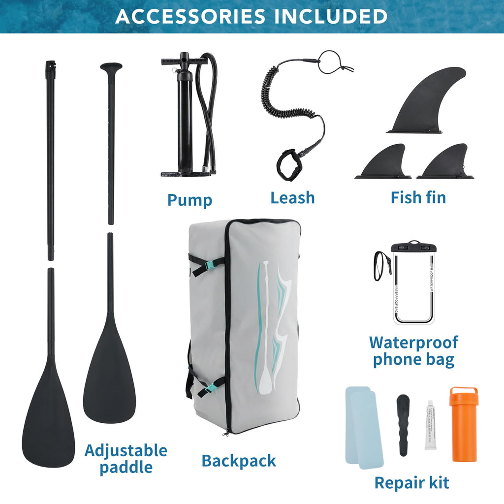 Sweetcrispy Inflatable Stand Up Paddle Board with Premium SUP Paddleboard Accessories,2-in-1 Paddle,Wide Stable Design,Non-Slip Comfort Deck for Adults & Youth of All Skill Levels