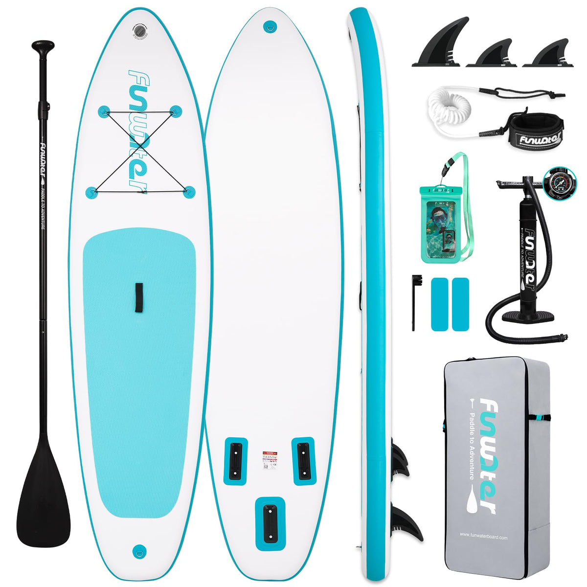 FunWater Inflatable Stand Up Paddle Board with Beginners SUP Accessories